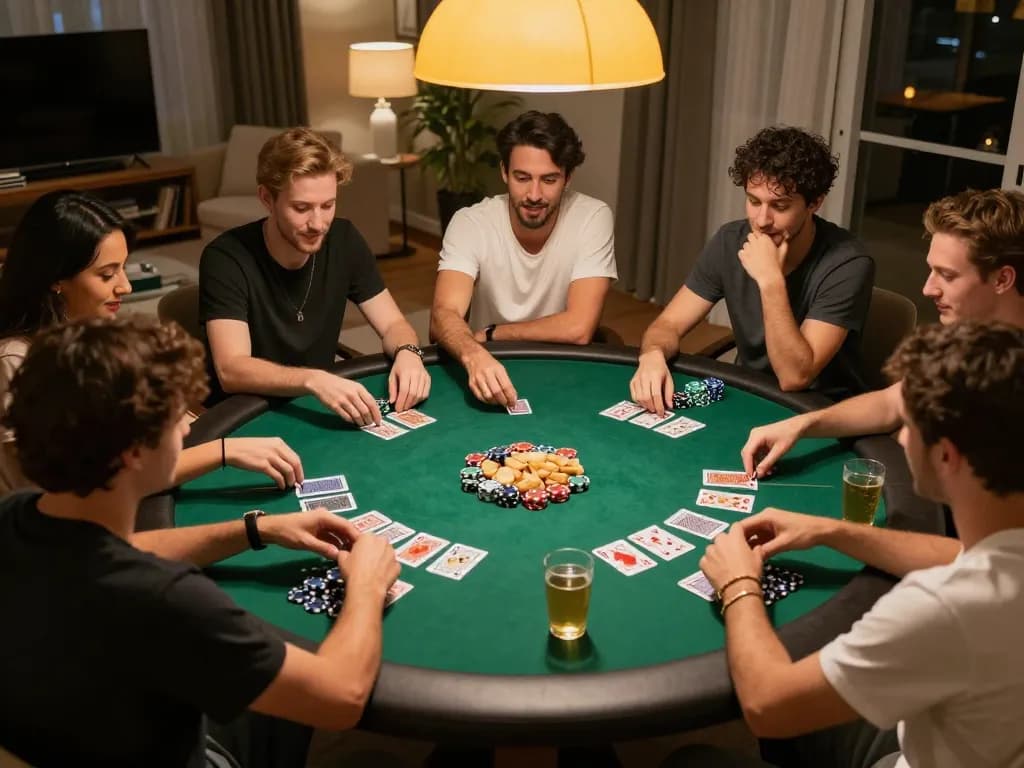 Enjoying an engaging lô đề game night with friends around the table, showcasing strategic card play.