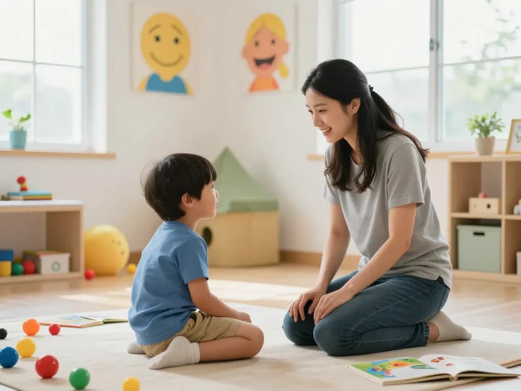 Speech Therapy Sydney in a nurturing therapy room with a child engaged in playful learning.