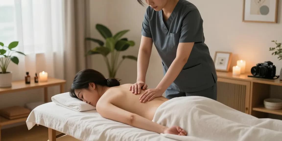 부천출장마사지로 편안한 환경에서 휴식을 취하는 모습