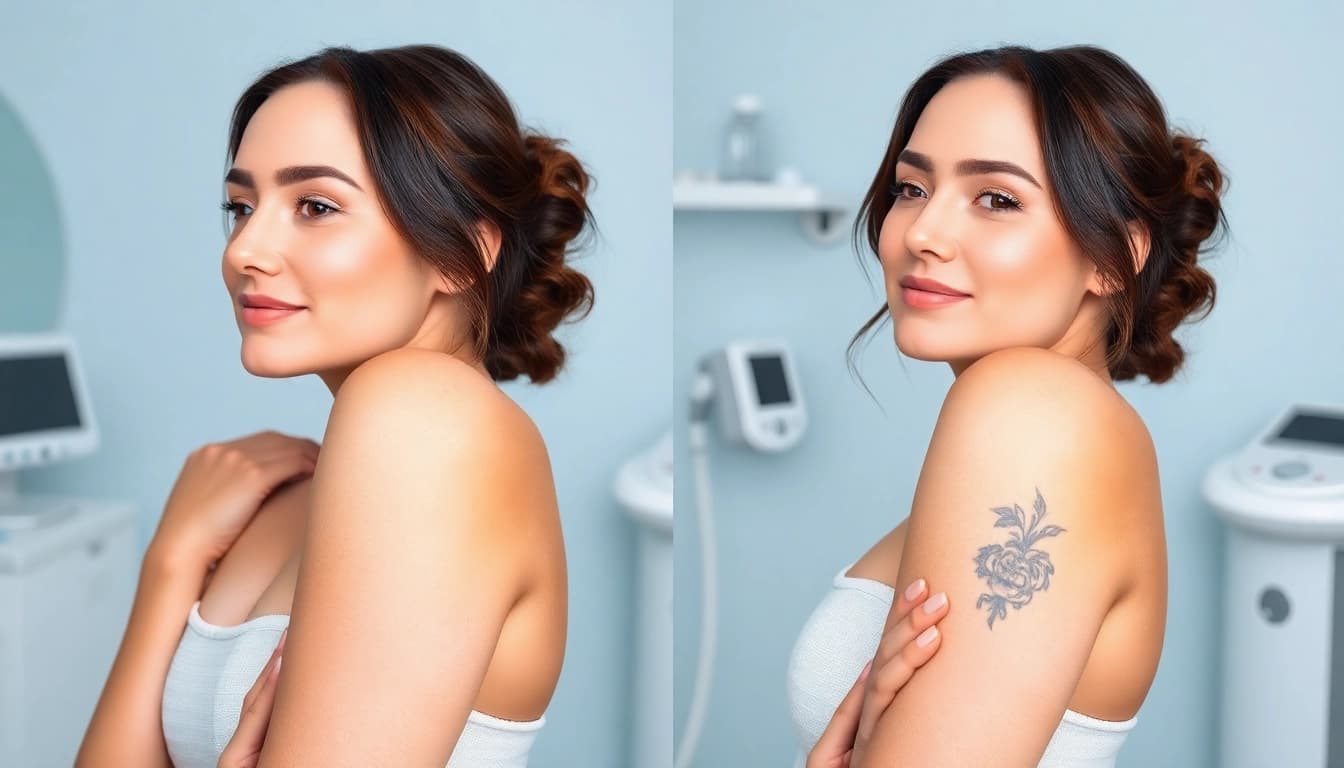yag laser before and after results showing smooth underarm skin and tattoo removal