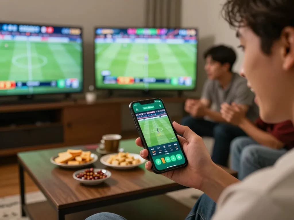 Kèo nhà cái betting on mobile app during exciting live sports match.