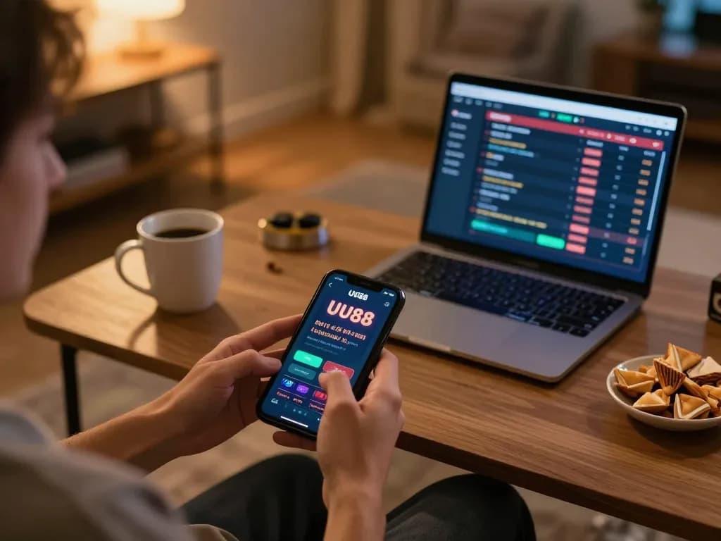 Engaging with the UU88 app for thrilling mobile gambling experiences.