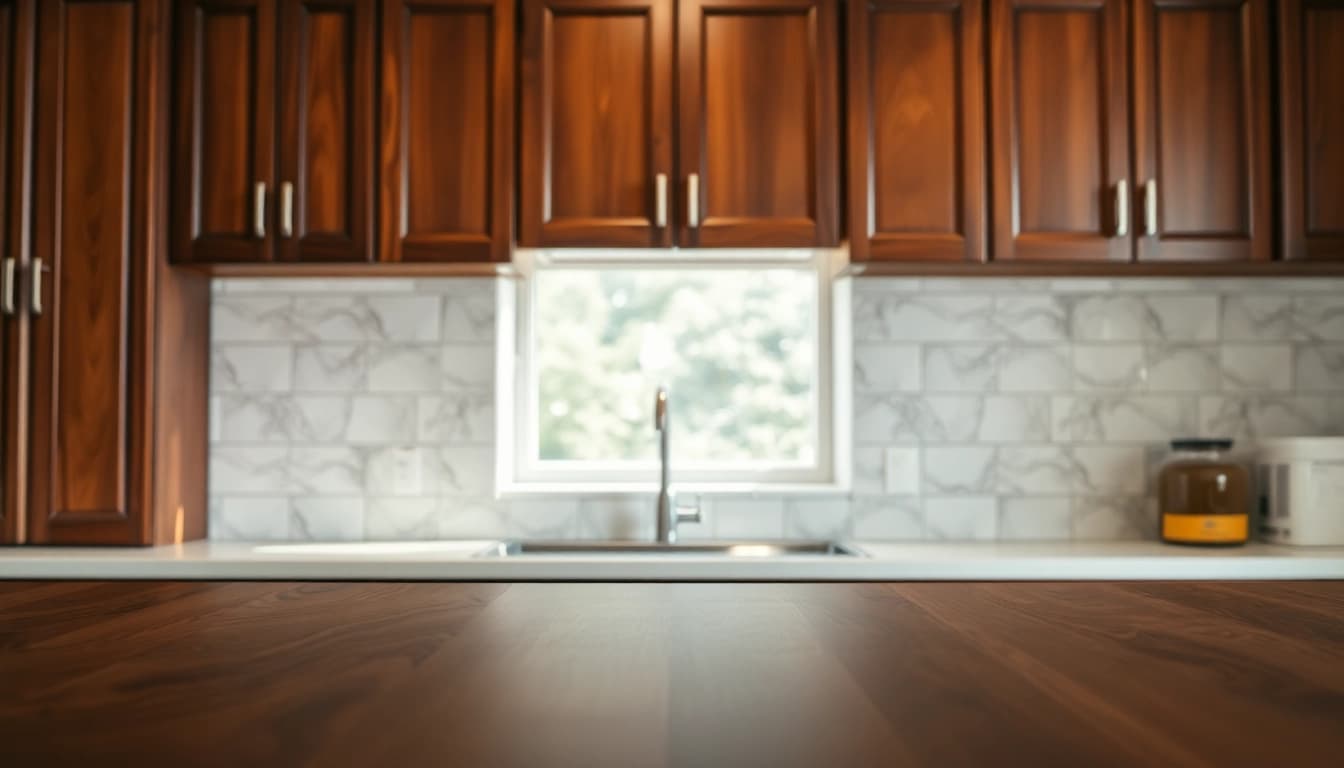 Cabinet Refacing Saint Petersburg FL showcasing a stunning kitchen transformation with rich wood textures.