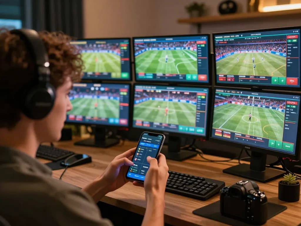 Engaging in dynamic sports betting through link rr88 on a smartphone amidst a vibrant online atmosphere.