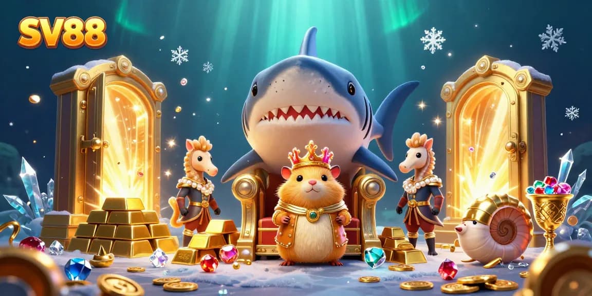 Engage with SV88 as the golden hamster king rules a treasure-filled casino underwater.