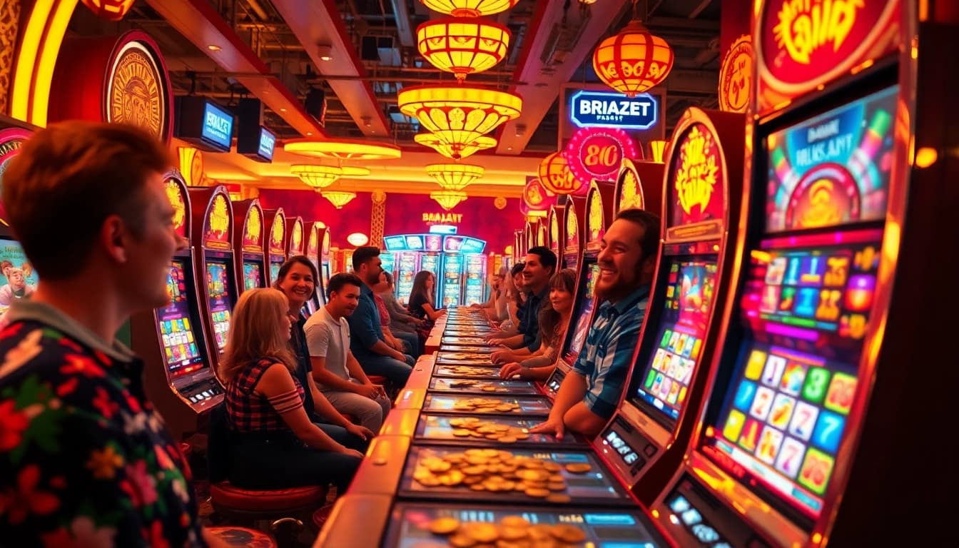 Menang besar di slot777 dengan suasana kasino yang ceria dan penuh energi.