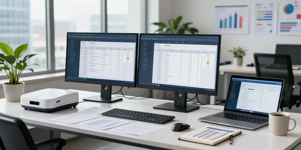 Detect fraud receipt analysis in a modern office with AI technology, showcasing advanced financial tools.