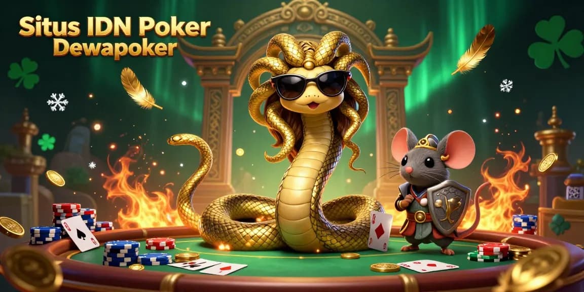 Engage in exciting gameplay with Situs IDN Poker Dewapoker, featuring friendly characters and casino elements.