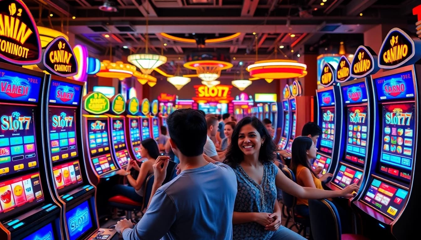 Menangkan jackpot besar dengan Slot77 di mesin slot yang ceria dan penuh warna.
