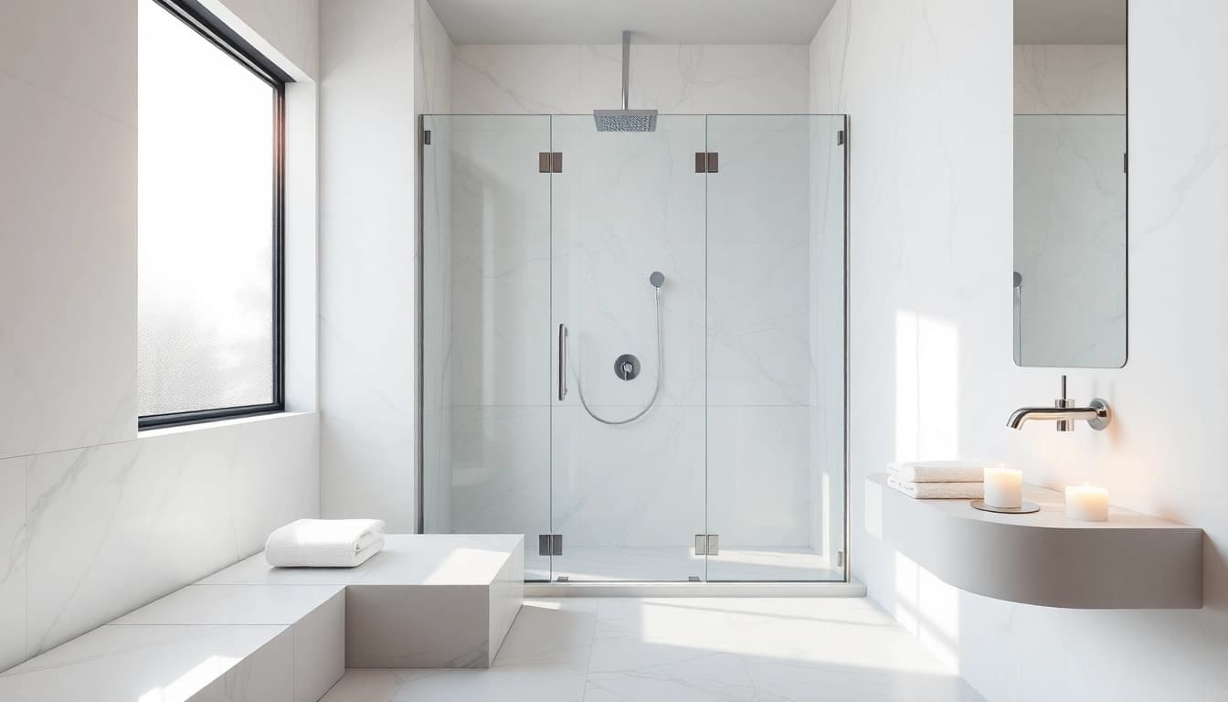 Transform your space with elegant showers au featuring luxurious marble and modern design.