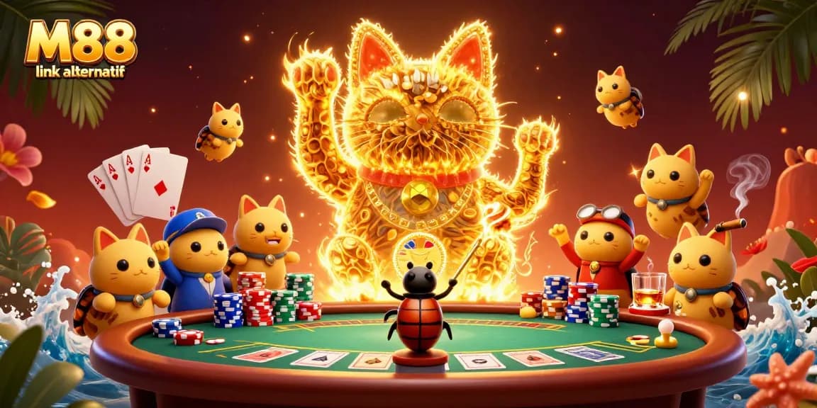 Betting strategies in action with M88 link alternatif as golden fireflies create a lucky cat.