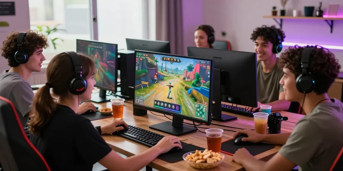 Engaged gamers enjoying the 789 club gaming experience in a vibrant home setting.