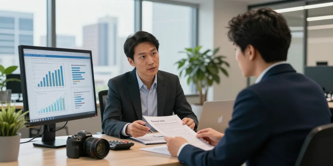 Consultation on managing a deposit 5000 in a financial advisory office, showing client and advisor discussing strategies.