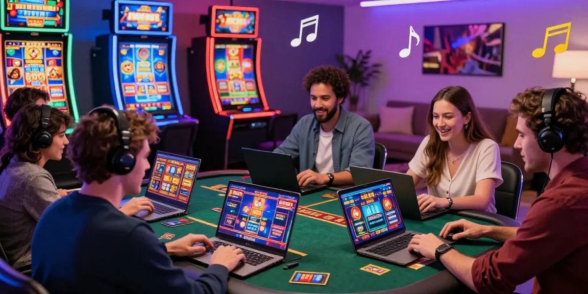 Engaged players at online casinos that accept credit cards in a vibrant setting filled with games and excitement.