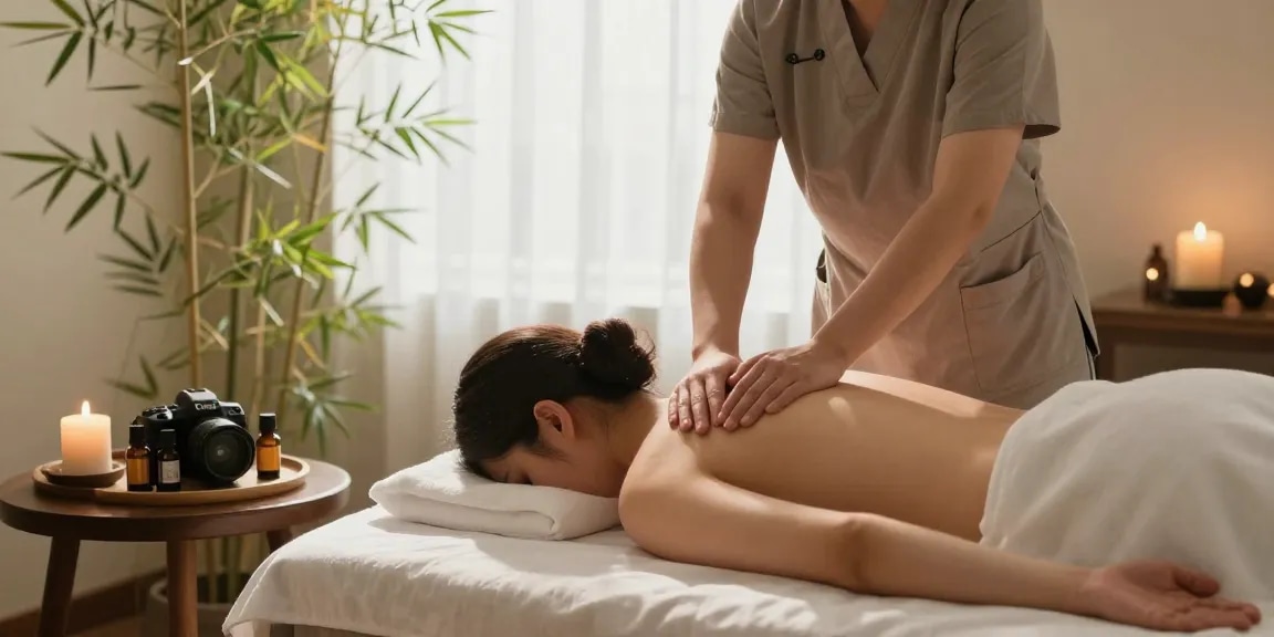 삼성동마사지로 편안한 마사지를 받는 모습과 아늑한 스파 환경