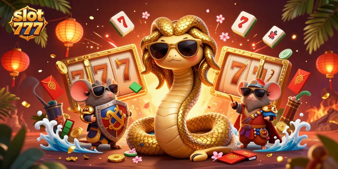 Memenangkan slot 777 dengan permainan menarik bersama Medusa dan mouse pejuang, suasana kasino meriah.