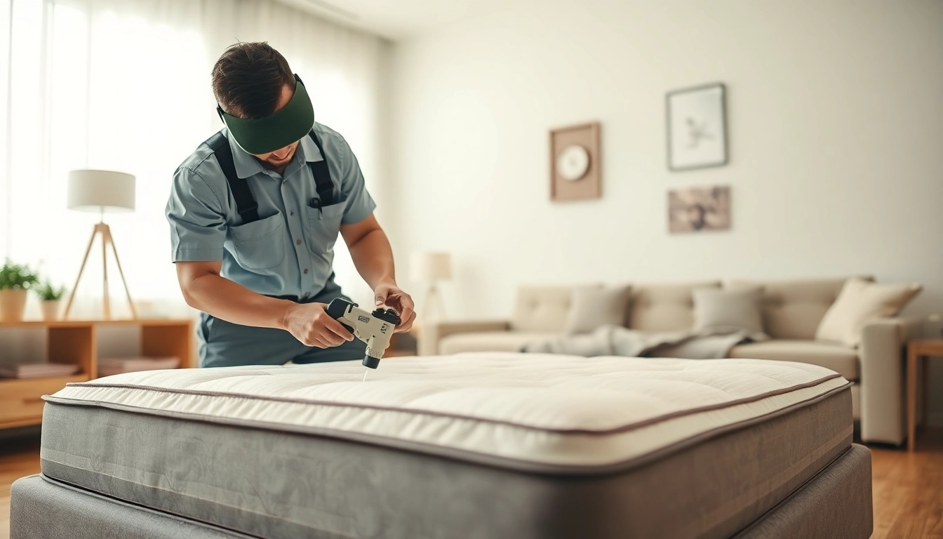 Engage in efficient bed bug extermination near me with a professional inspecting a mattress.