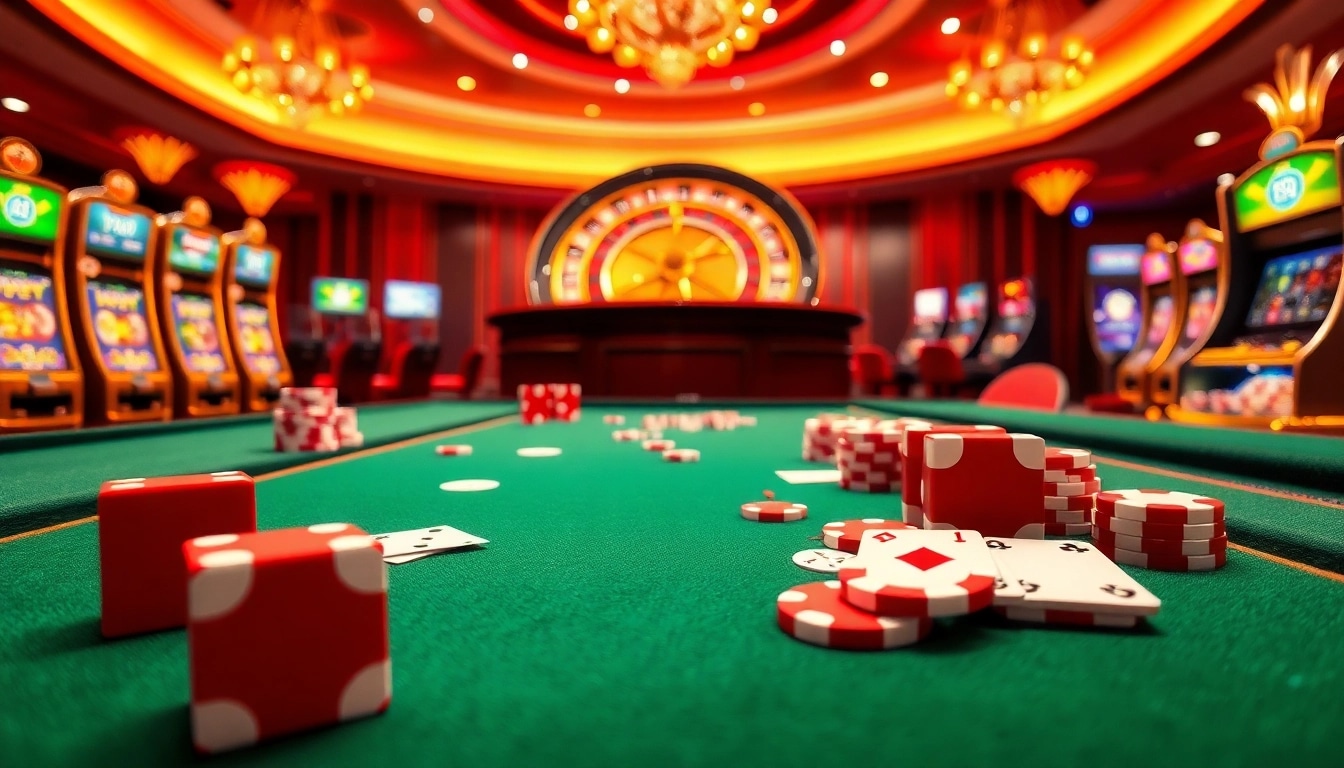 Engaging mm88 online casino interface with vibrant gaming tables and slot machines.