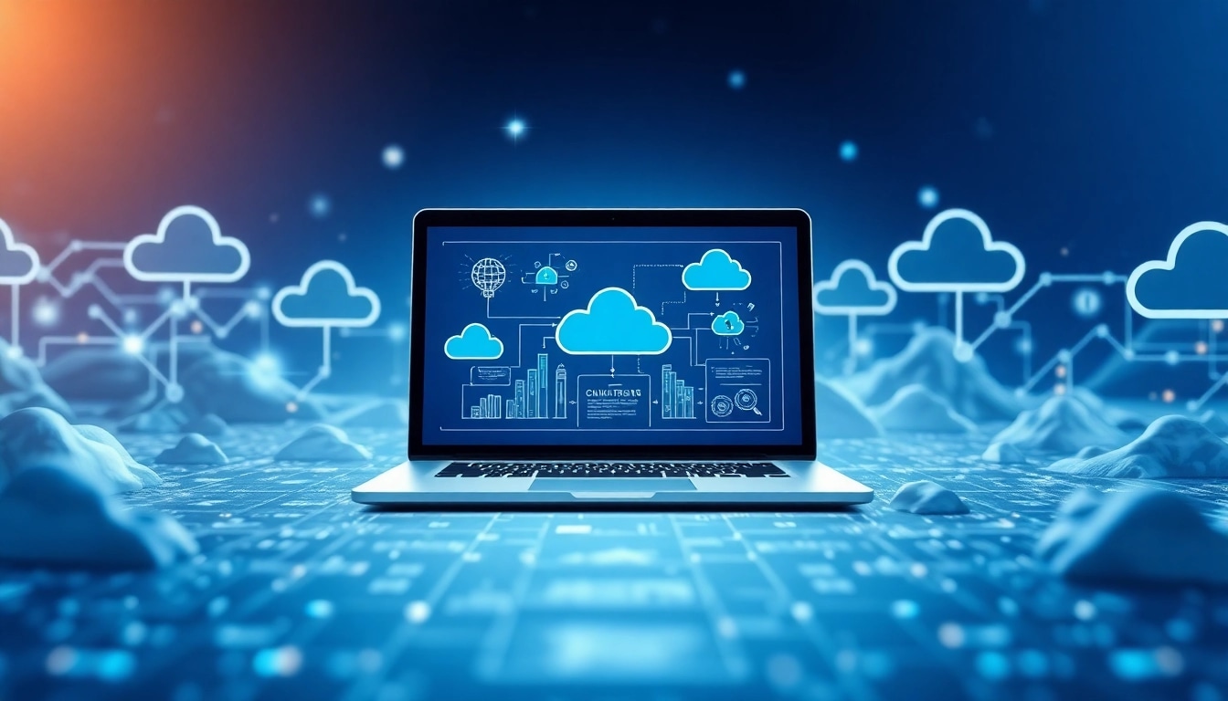Enhancing cloud migration services in a vibrant digital environment with sleek technology.