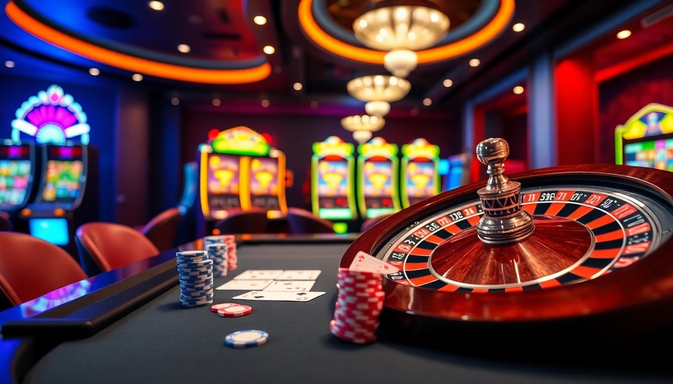 Experience dynamic betting with nhà cái gg88 at a vibrant online casino featuring poker tables and slots.