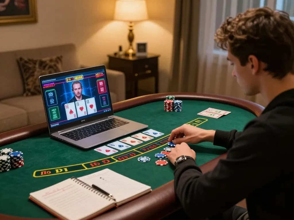 Player enjoying an exciting baccarat game on xx88, engaging in strategic gameplay from a cozy online setup.
