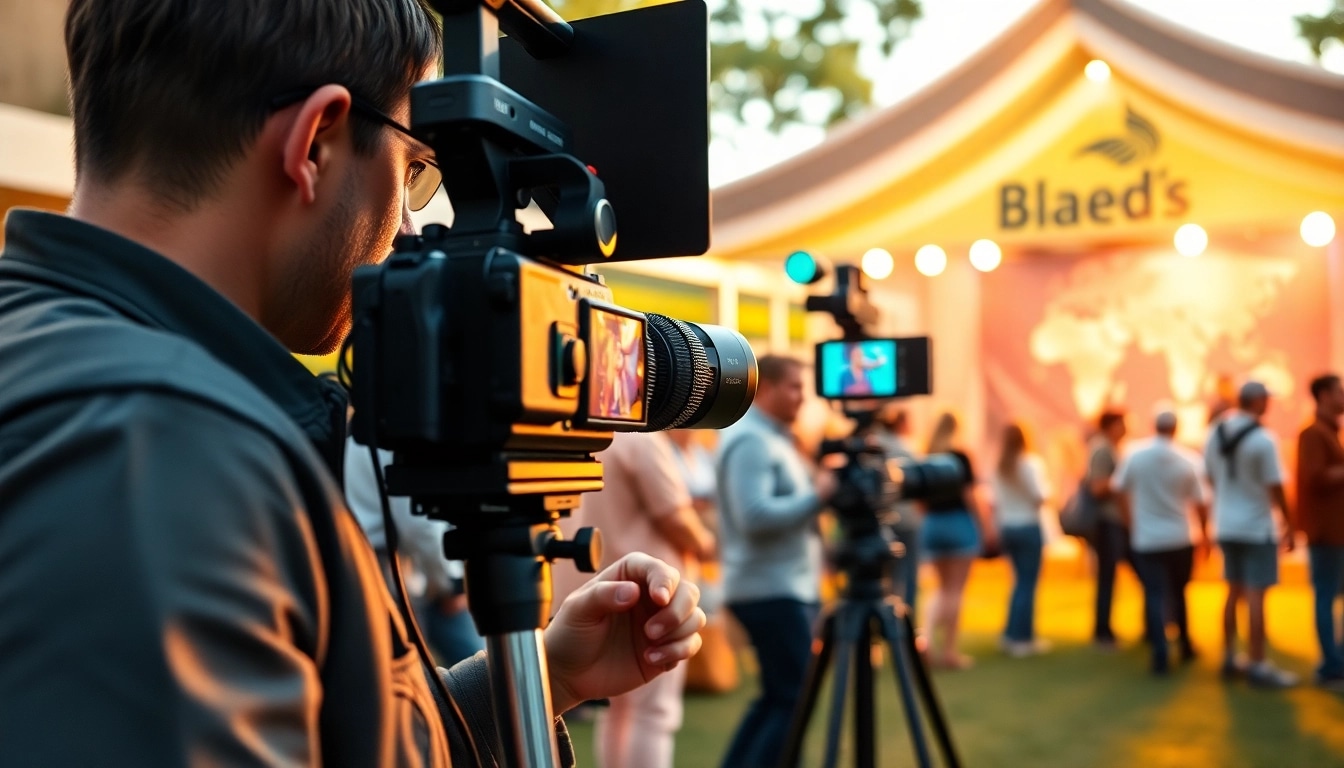 Showcasing mobile production services in action with a professional videographer at an event.