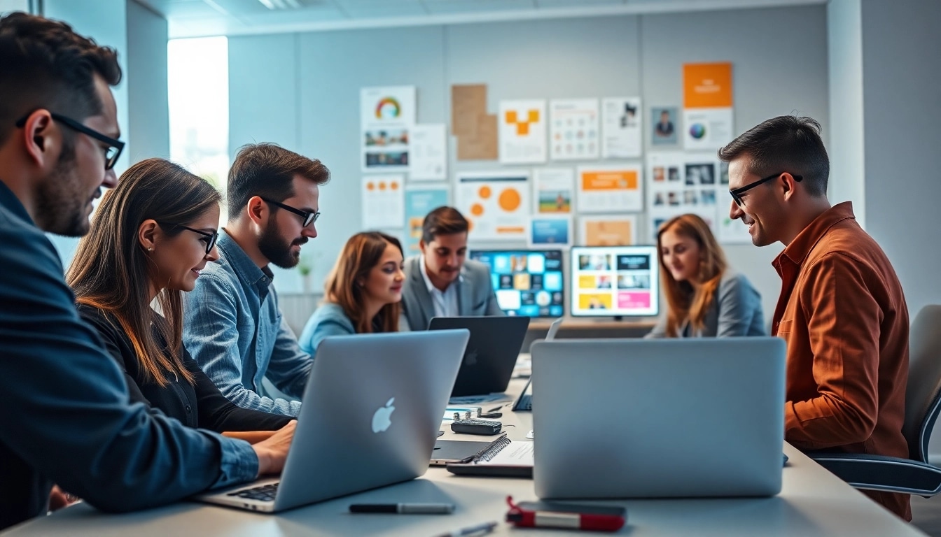 Team of professionals at a web design company Essex showcasing collaborative creativity.