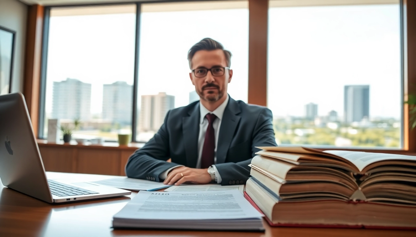 Truck accident attorney Clearwater reviewing cases in professional office setting.