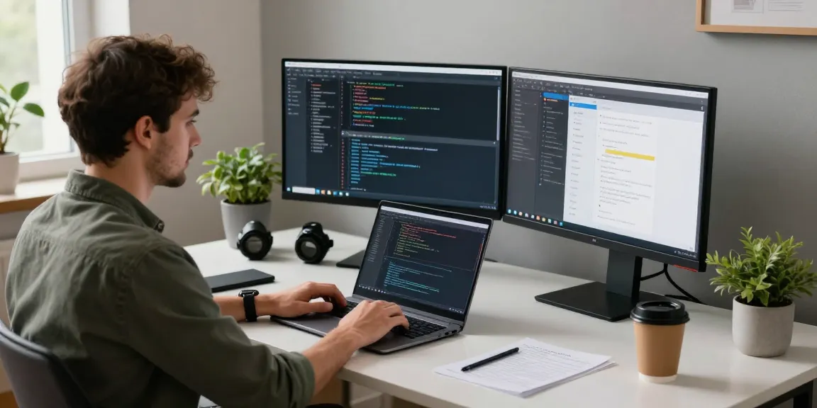 Seamlessly download 纸飞机下载 in a vibrant and modern tech workspace, featuring a programmer and multiple screens.