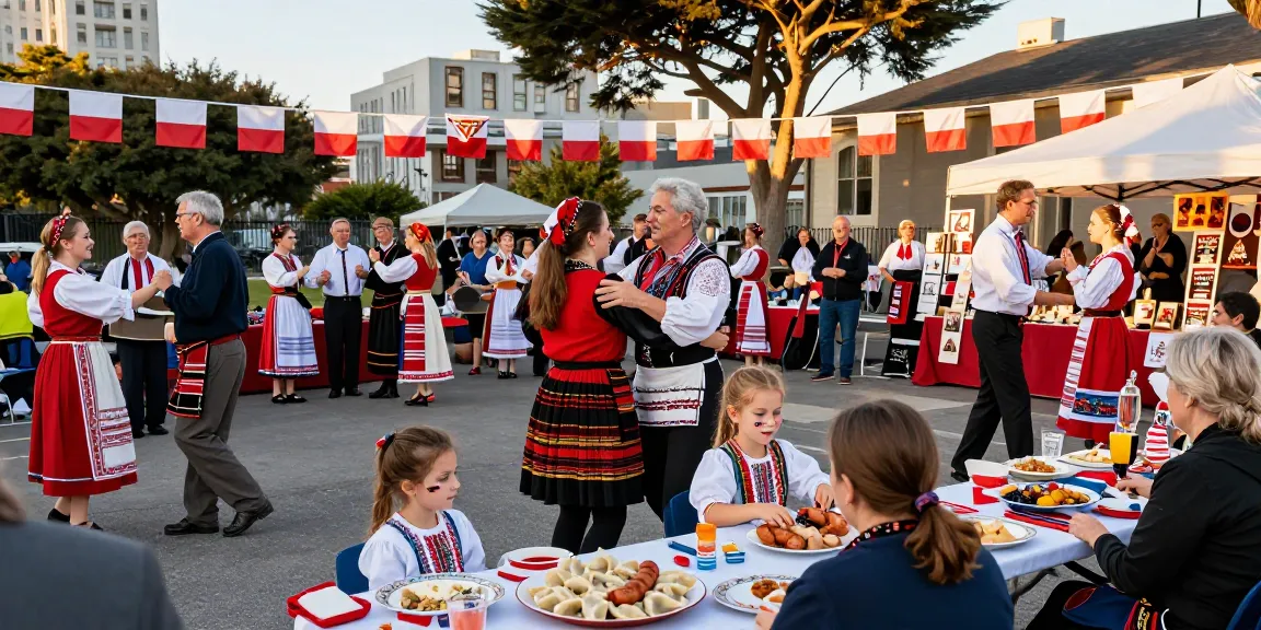 Community celebration at Polish cultural event in San Francisco with https://www.sfpol.com/ showcasing traditional foods, dance, and heritage.