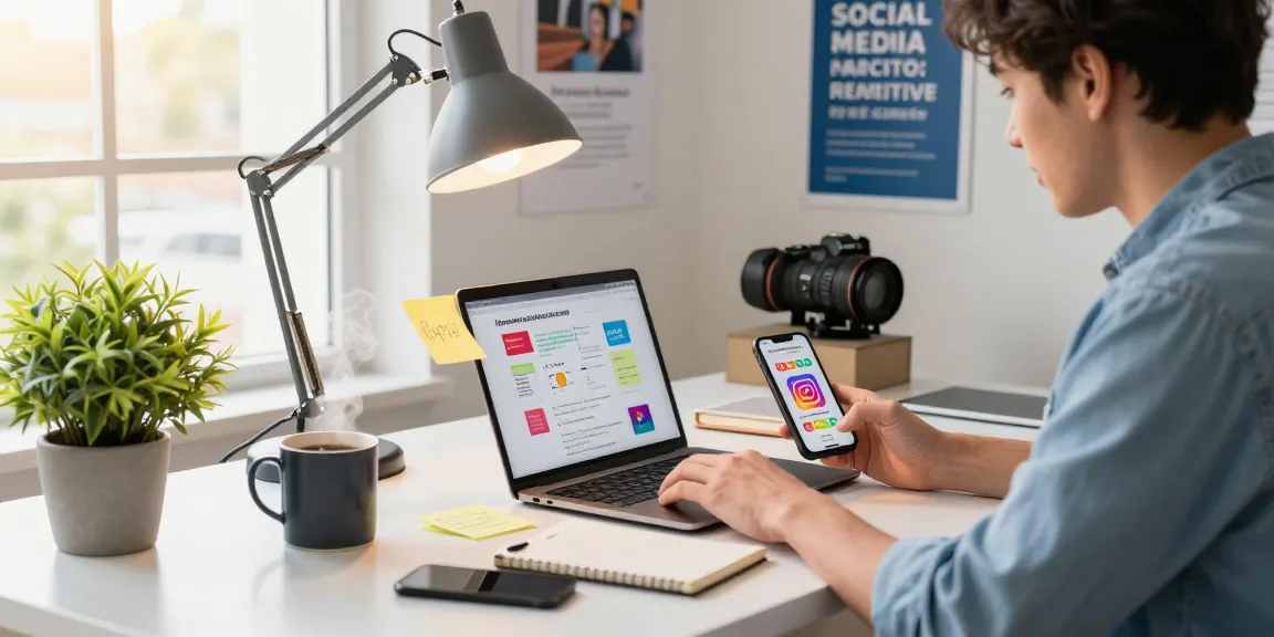 Buying real Instagram followers is easy with effective marketing strategies in a vibrant workspace.