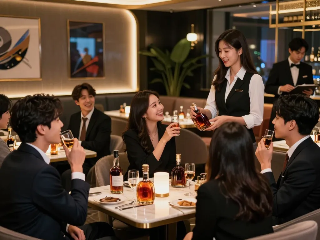 Experience at 강남쩜오 showing upscale private rooms and lively atmosphere.