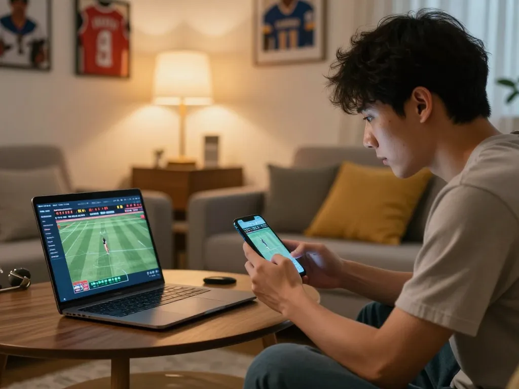 Engaging moment of sports betting on smartphone at nhà cái 8xbet, showcasing strategic gameplay.