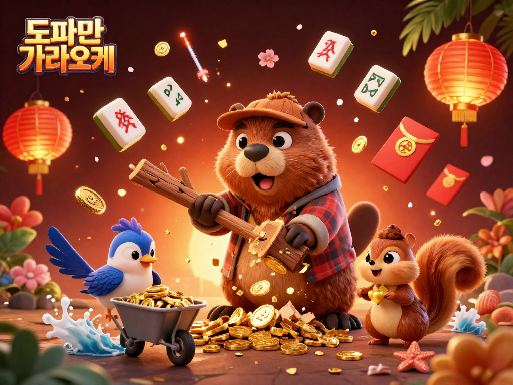 도파민 가라오케에서 즐거운 경험을 쌓으며 황금 동전을 모으는 캐릭터들의 모습
