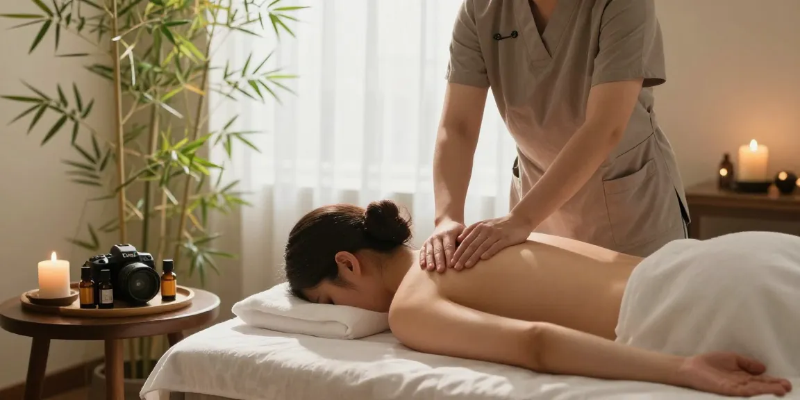 삼성동마사지로 편안한 마사지를 받는 모습과 아늑한 스파 환경