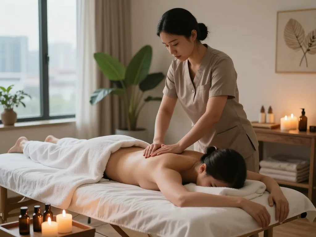 Professional massage therapist providing soothing care at home from https://www.banhanamsg.com/ in a tranquil setting.
