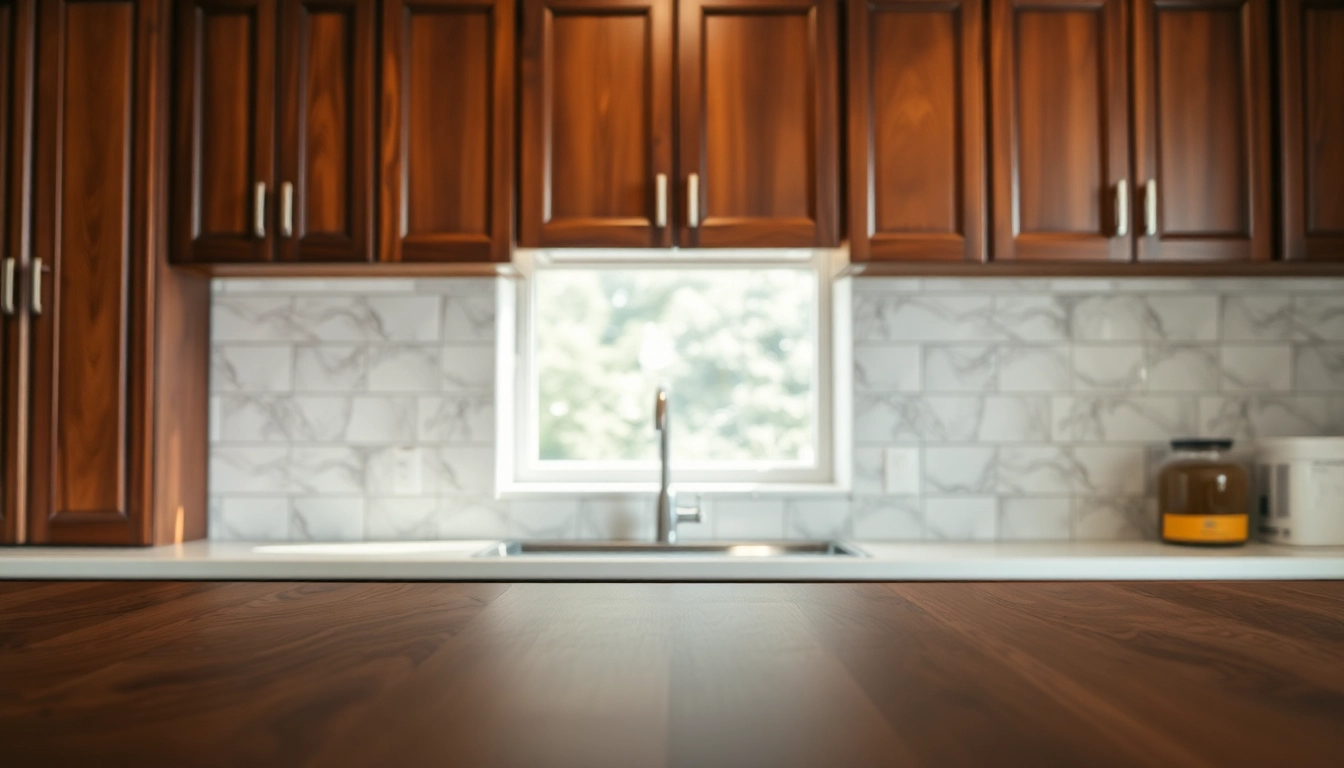 Cabinet Refacing Saint Petersburg FL showcasing a stunning kitchen transformation with rich wood textures.