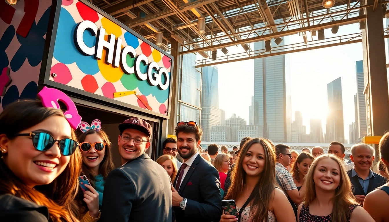 Enjoy a lively photo booth Chicago experience filled with joy and colorful props.