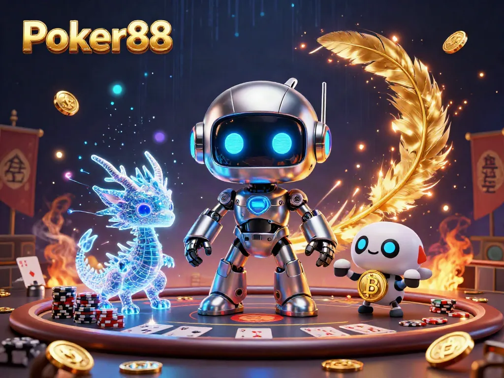 Experience the thrill of Poker88 with a vibrant 3D gaming scene filled with action and excitement.