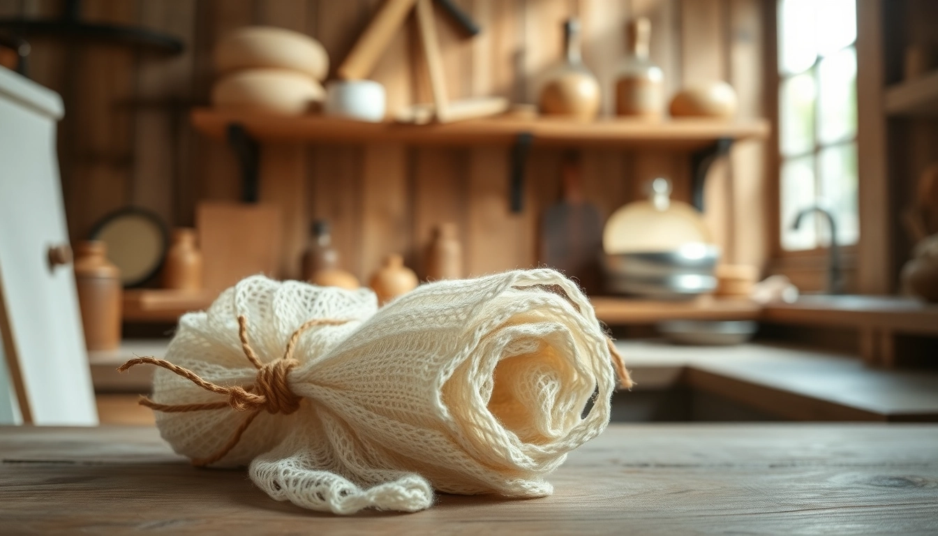 Gebruik van kaasdoek in een rustieke keuken met aandacht voor detail en textuur