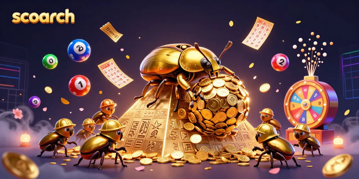 scoarch showcases a vibrant casino scene with beetles and casino symbols, illustrating fun gambling.