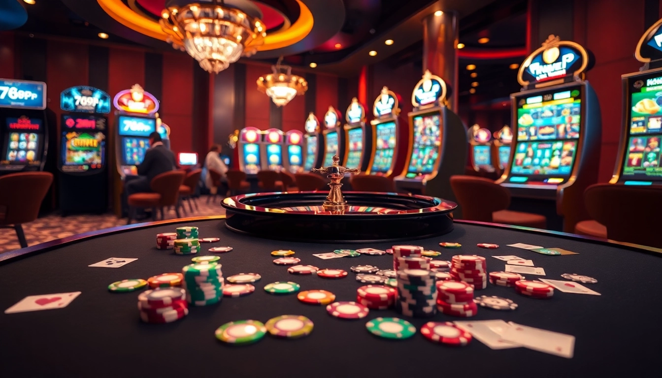 Engaged players enjoying a luxury casino experience at 789P with vibrant chips and roulette wheel.