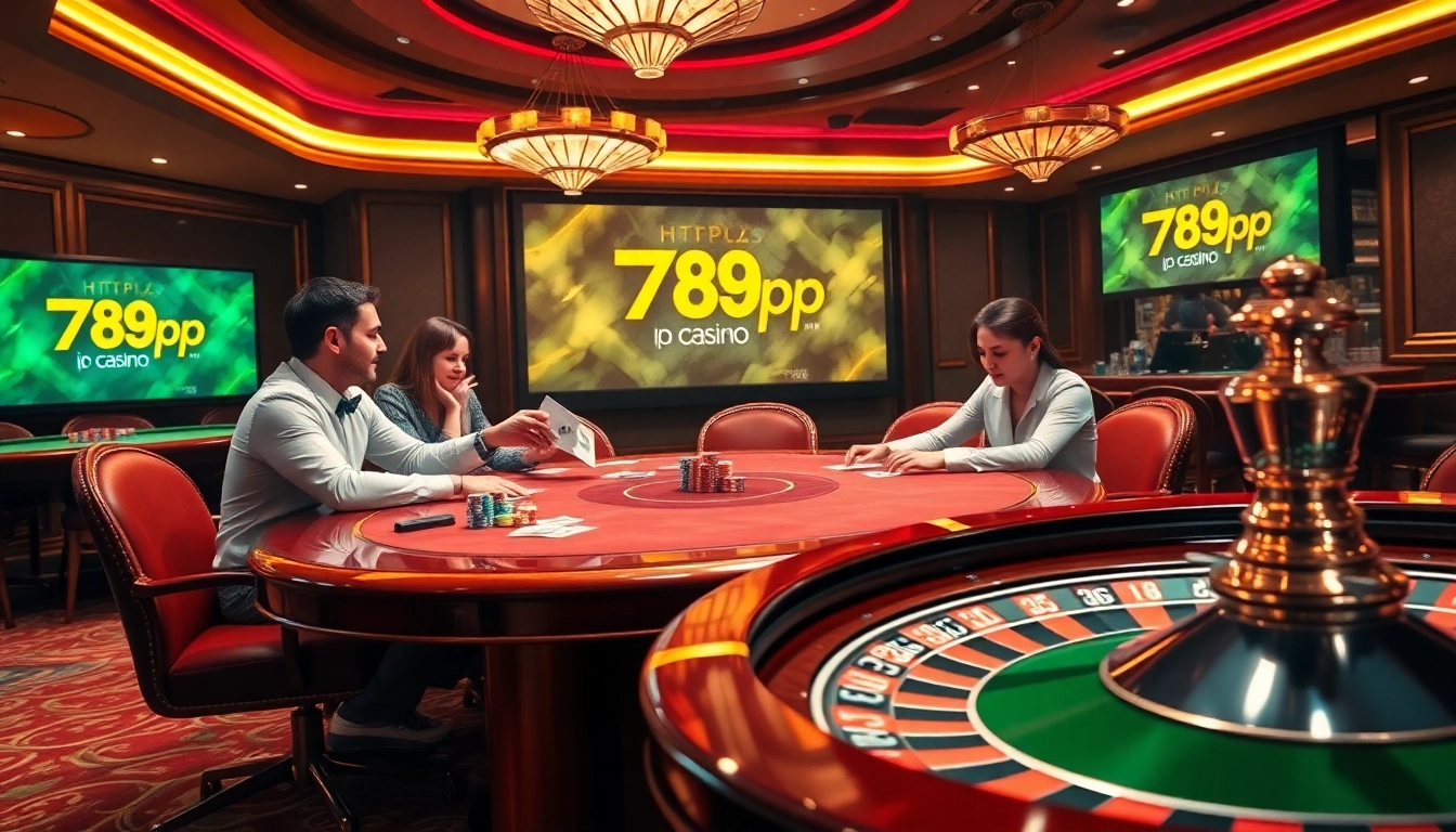Experience high-stakes excitement at https://789pp.nl/ with a vibrant poker game featuring colorful chips and a spinning roulette wheel.