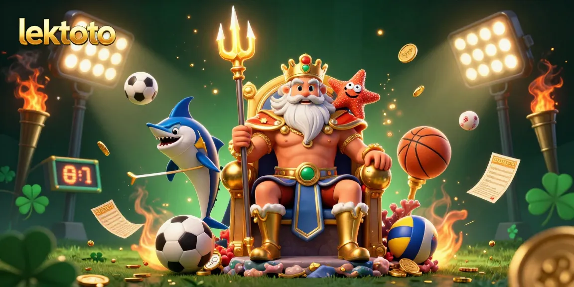 Bet on lektoto with captivating illustration of sea king Neptune in a vibrant gaming sea.