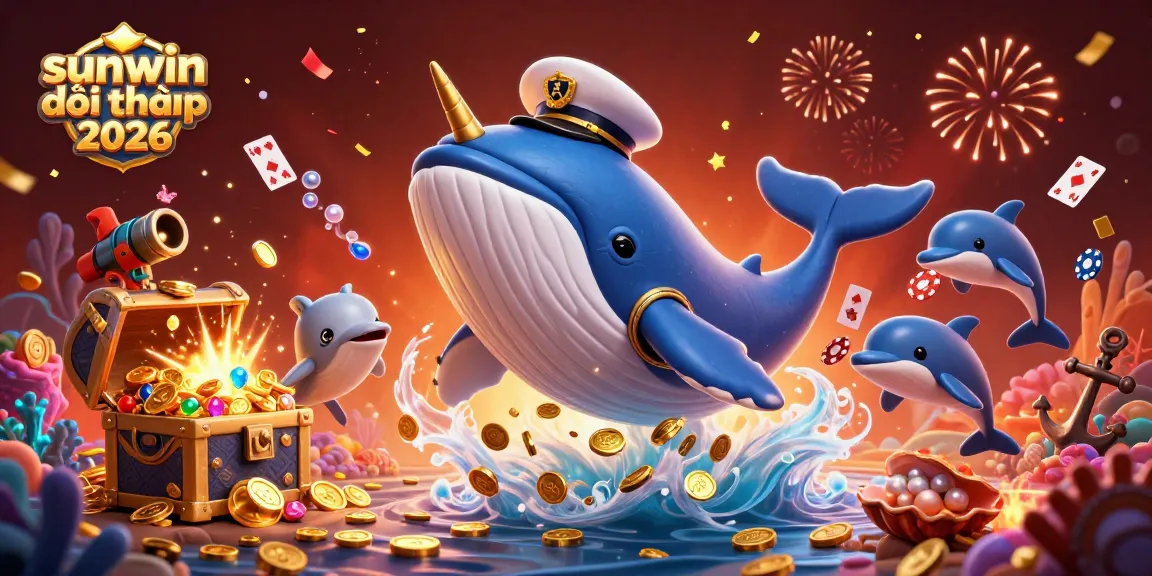 Experience the joy of winnings with sunwin đổi thưởng 2026, featuring a lively underwater scene with vibrant casino elements.
