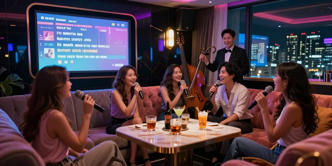 강남 가라오케에서 친구들과 고급스러운 밤을 즐기는 모습