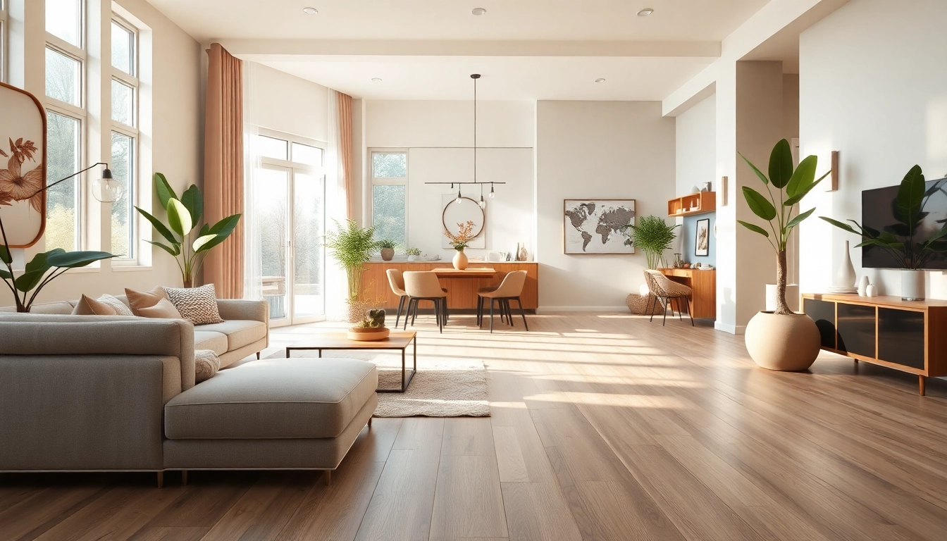 Stunning interior with vinyl flooring near me, blending modern decor and natural light for a welcoming atmosphere.