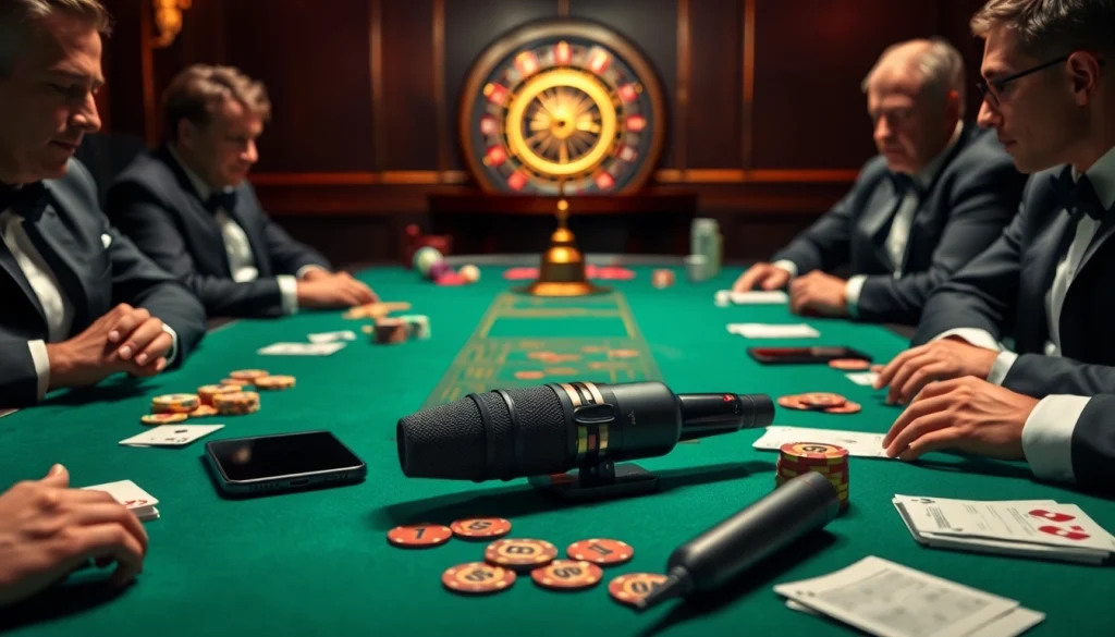 The MV88 microphone complements an exciting poker game scene in a luxury casino.