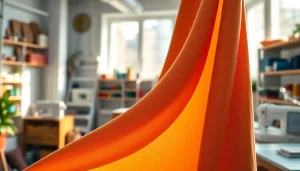 Punta di Roma stof mooi gepresenteerd in een creatieve mode studio met naai accesoires.