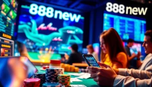 Experience the thrilling world of 888new with vibrant gaming scenes and secure platforms.